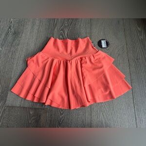 ExoticAthletica Performance High Waisted Ruffle Skort in Neon Coral Size Medium